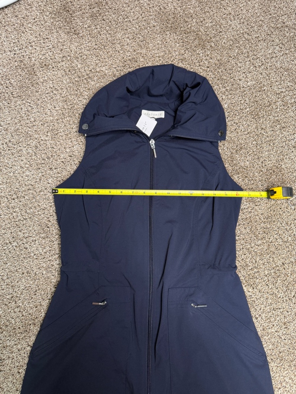 Anatomie Vest Delaney Navy Zip Front Collar Pockets Polyamide Blend NWT Size XS - Picture 8 of 13